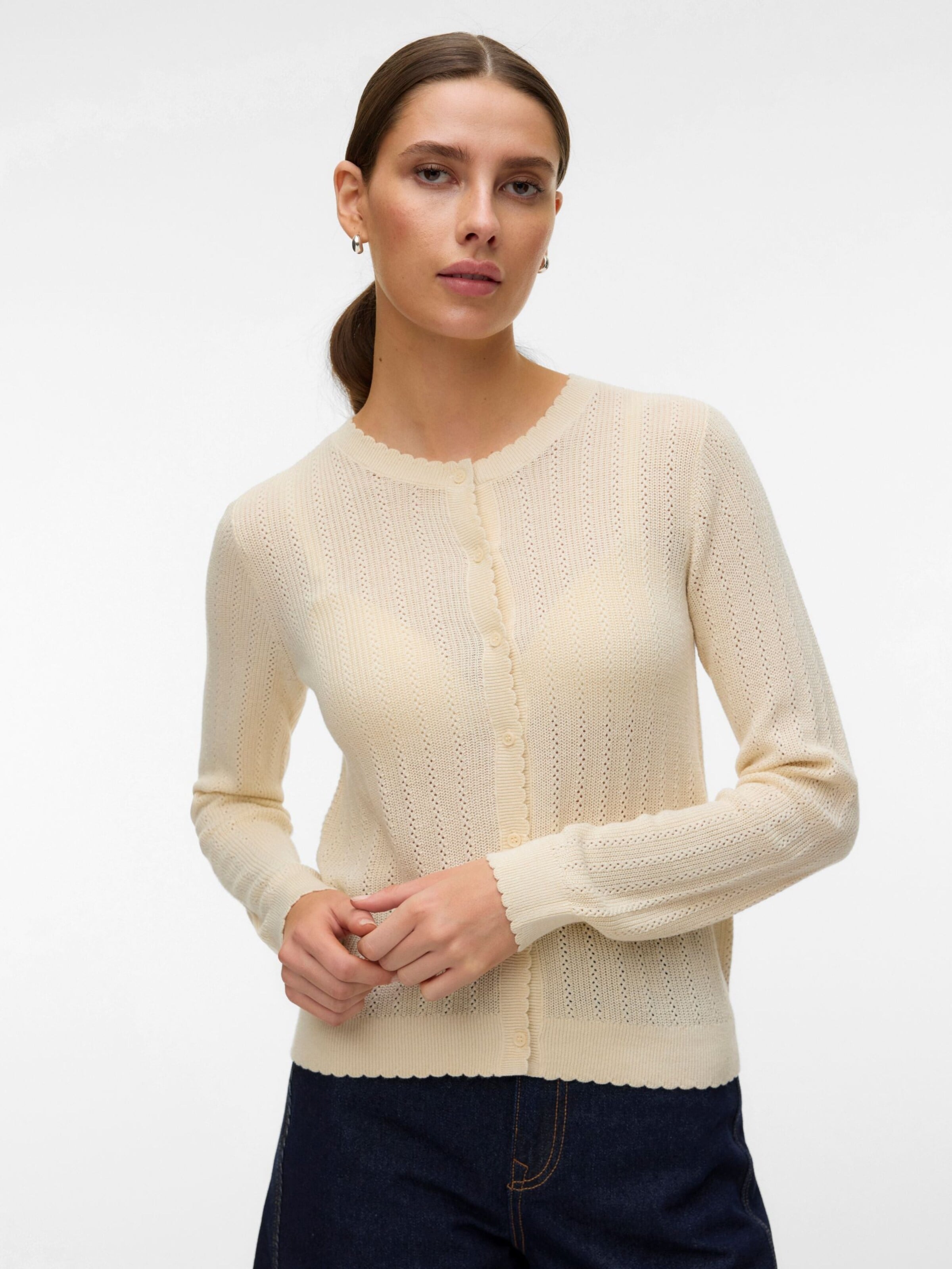 VERO MODA Gebreid vest '10340562' in Wit: voorkant