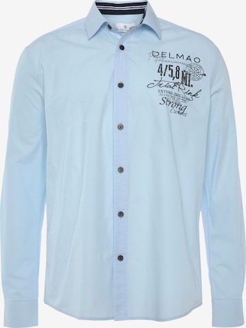 DELMAO Regular fit Button Up Shirt in Blue: front