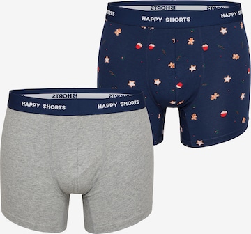 Happy Shorts Boxershorts 'XMAS' in Blauw: voorkant