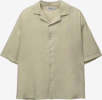 Pull&Bear Comfort fit Button Up Shirt in Beige: front