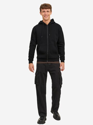 JACK & JONES Zip-Up Hoodie 'Bradley' in Black