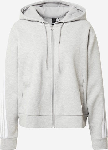 ADIDAS SPORTSWEAR Athletic Zip-Up Hoodie 'Future Icons 3-Stripes ' in Grey: front