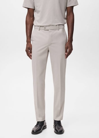 MANGO MAN Slim fit Pleated Pants 'Zurich' in Beige: front