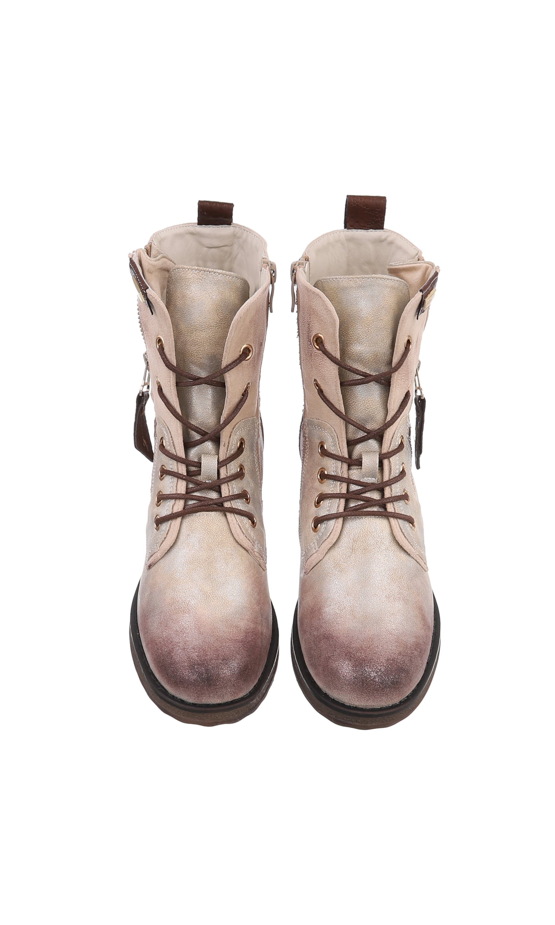 Ital-Design Schnürstiefelette in Gold