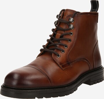 Bottines à lacets 'LOGAN' Pepe Jeans en marron : devant