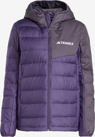 ADIDAS TERREX Outdoor Jacket 'Multi Light Down CLIMAWARM Hooded' in Purple: front