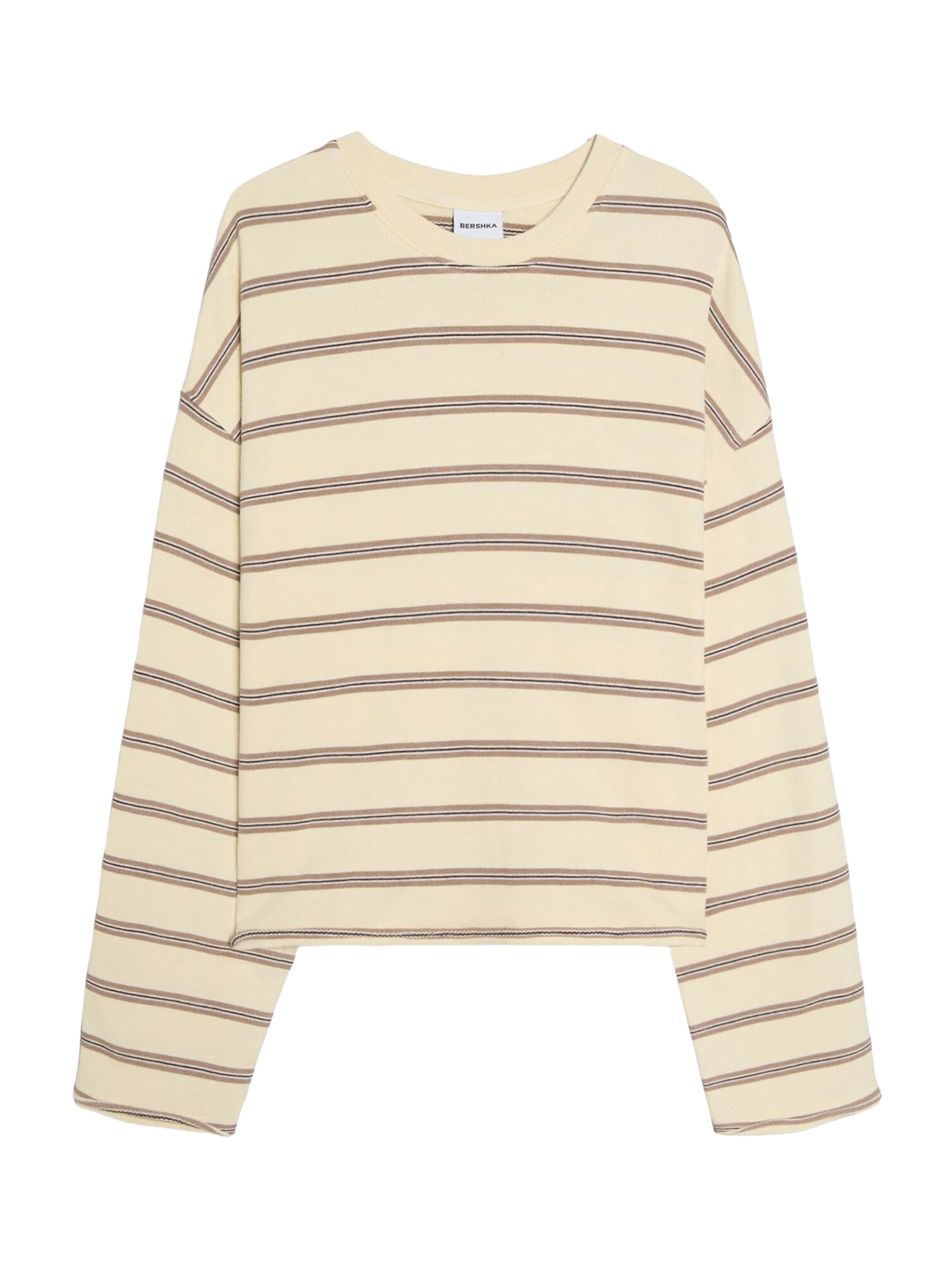 Bershka Sweatshirt i XS i gul / taupe / sort, Produktvisning