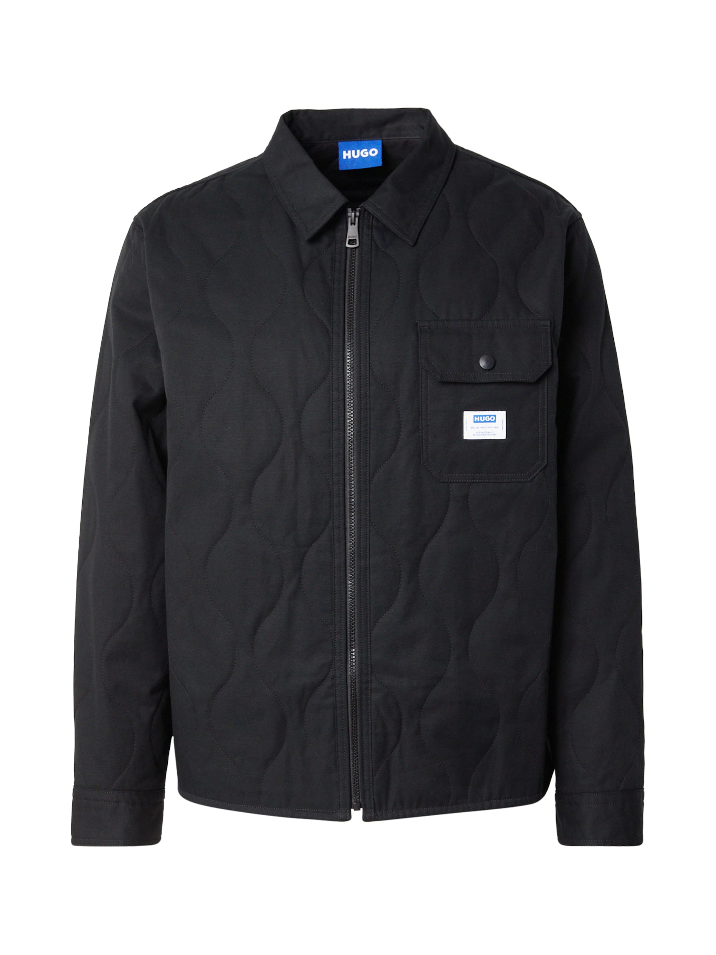 HUGO Φθινοπωρινό και ανοιξιάτικο μπουφάν 'Ebey' σε μαύρο: μπροστά