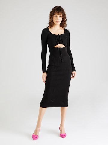 Trendyol Плетена рокля в черно: отпред