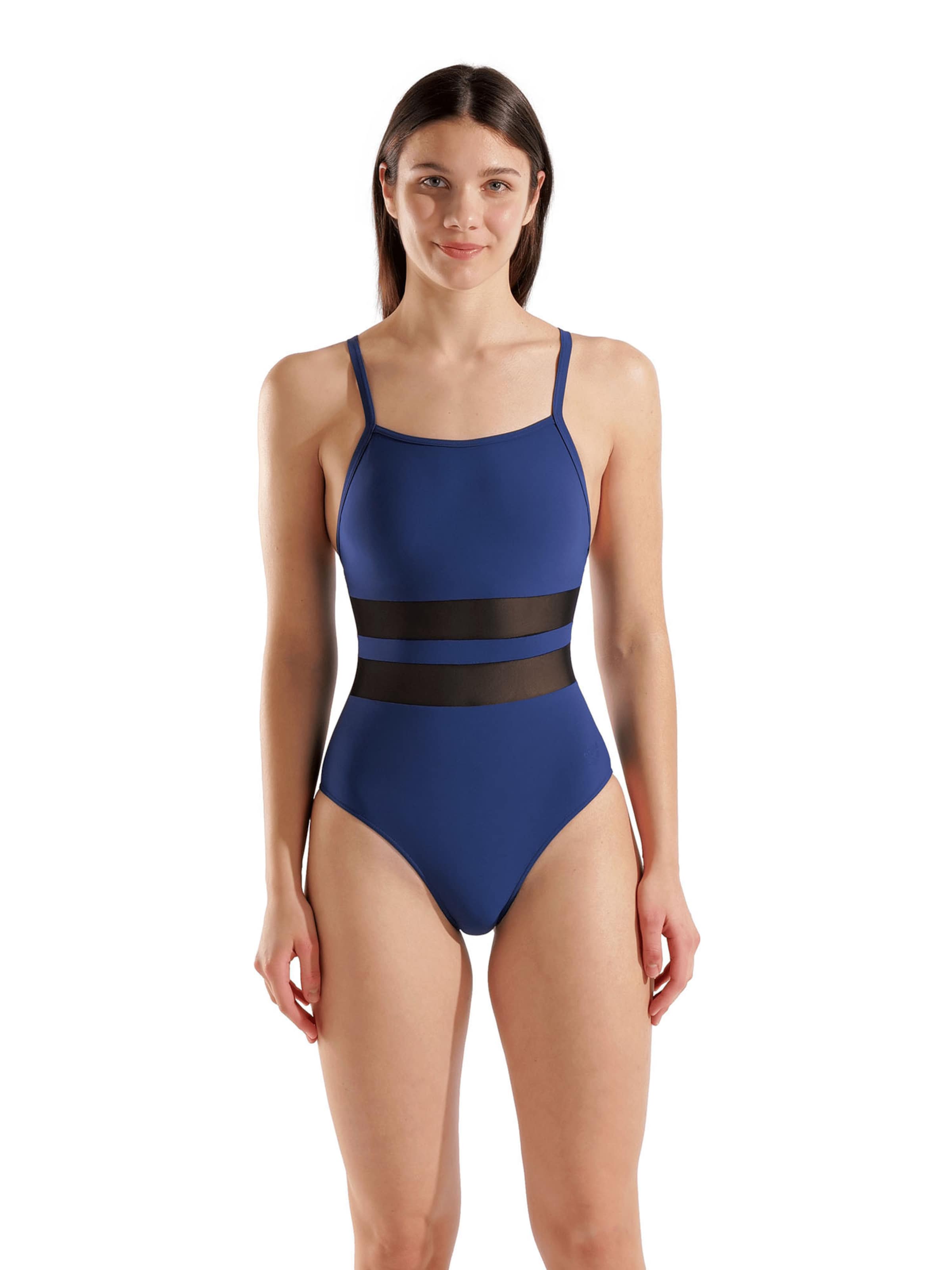 ARENA Bralette Swimsuit 'MESH EQUALS' in Blue: front