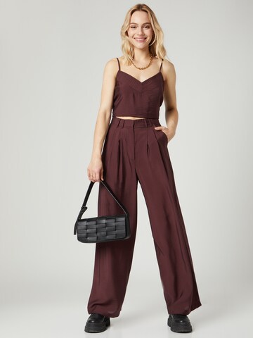 Guido Maria Kretschmer Women Wide leg Pleat-Front Pants 'Finja' in Brown