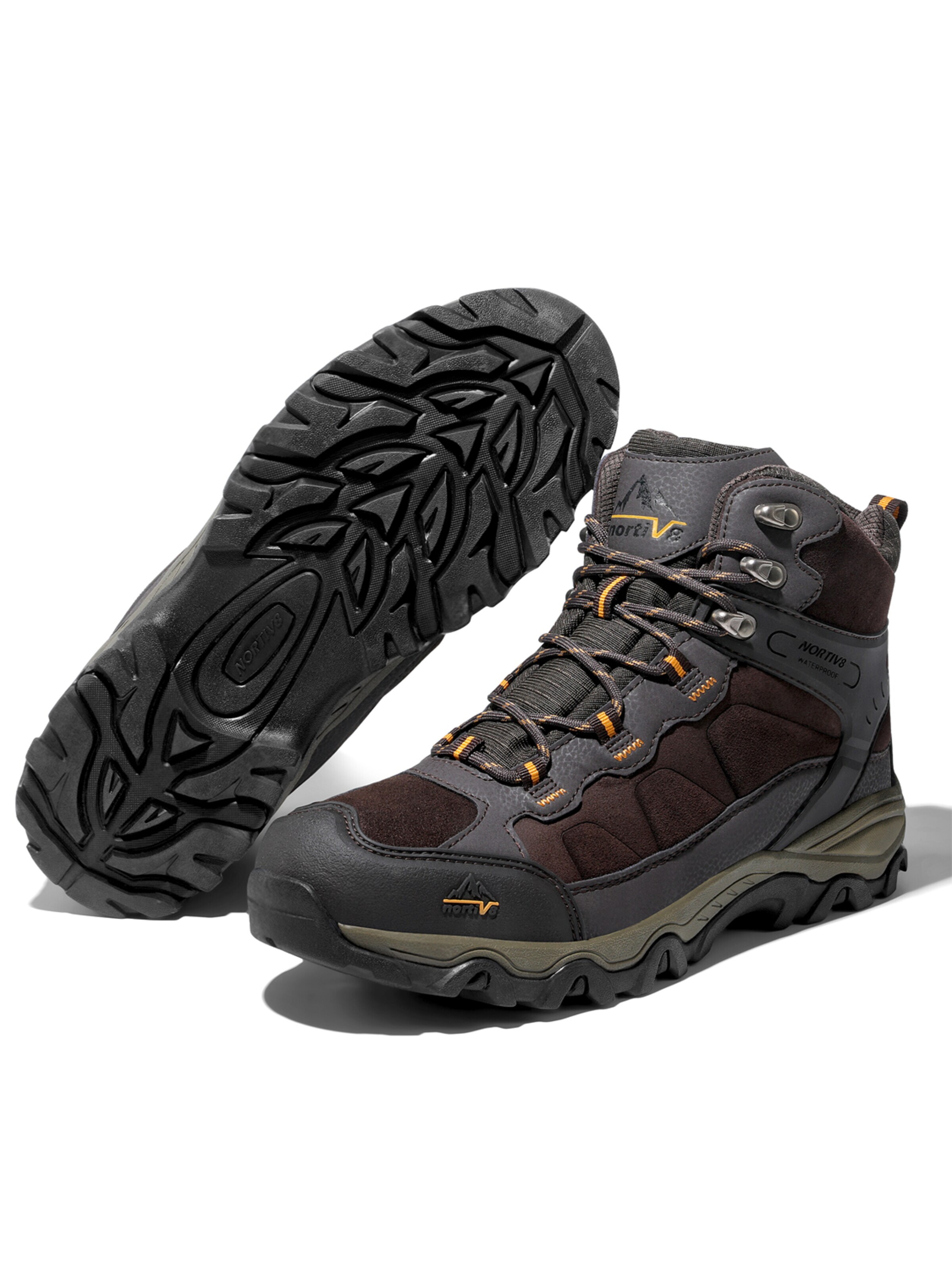 Boots 'NORTIV 8 Herren Wasserdichte Wanderschuhe Outdoor Mid Trekking Leichte Bergschuhe' di NORTIV 8 in marrone