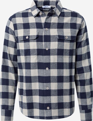 DAN FOX APPAREL Regular fit Button Up Shirt 'Efe' in Blue: front