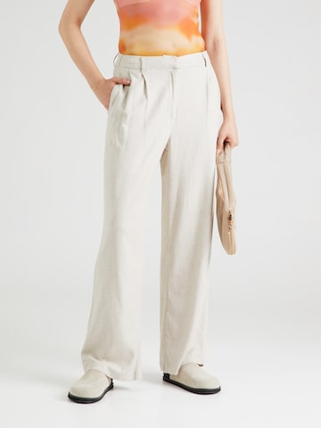 OBJECT Wide leg Pleat-front trousers 'OBJLIVA' in Beige: front