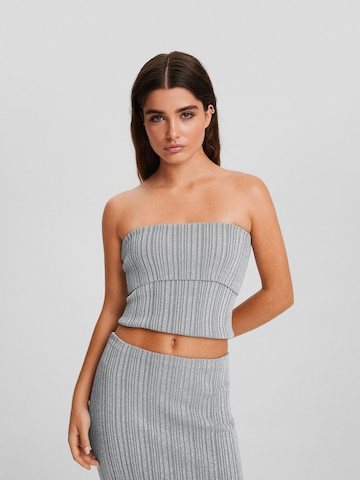 Bershka Knitted Top in Silver: front