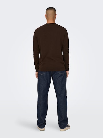 Only & Sons Regular fit Sweater 'Alex' in Brown