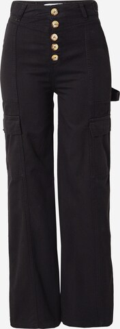 Wide leg Pantaloni cu buzunare de la Warehouse pe negru: față