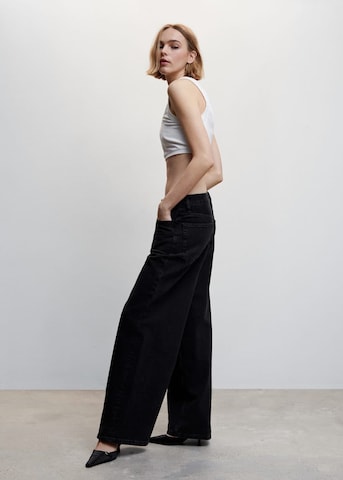 MANGO Wide leg Jeans 'Trucker' in Black