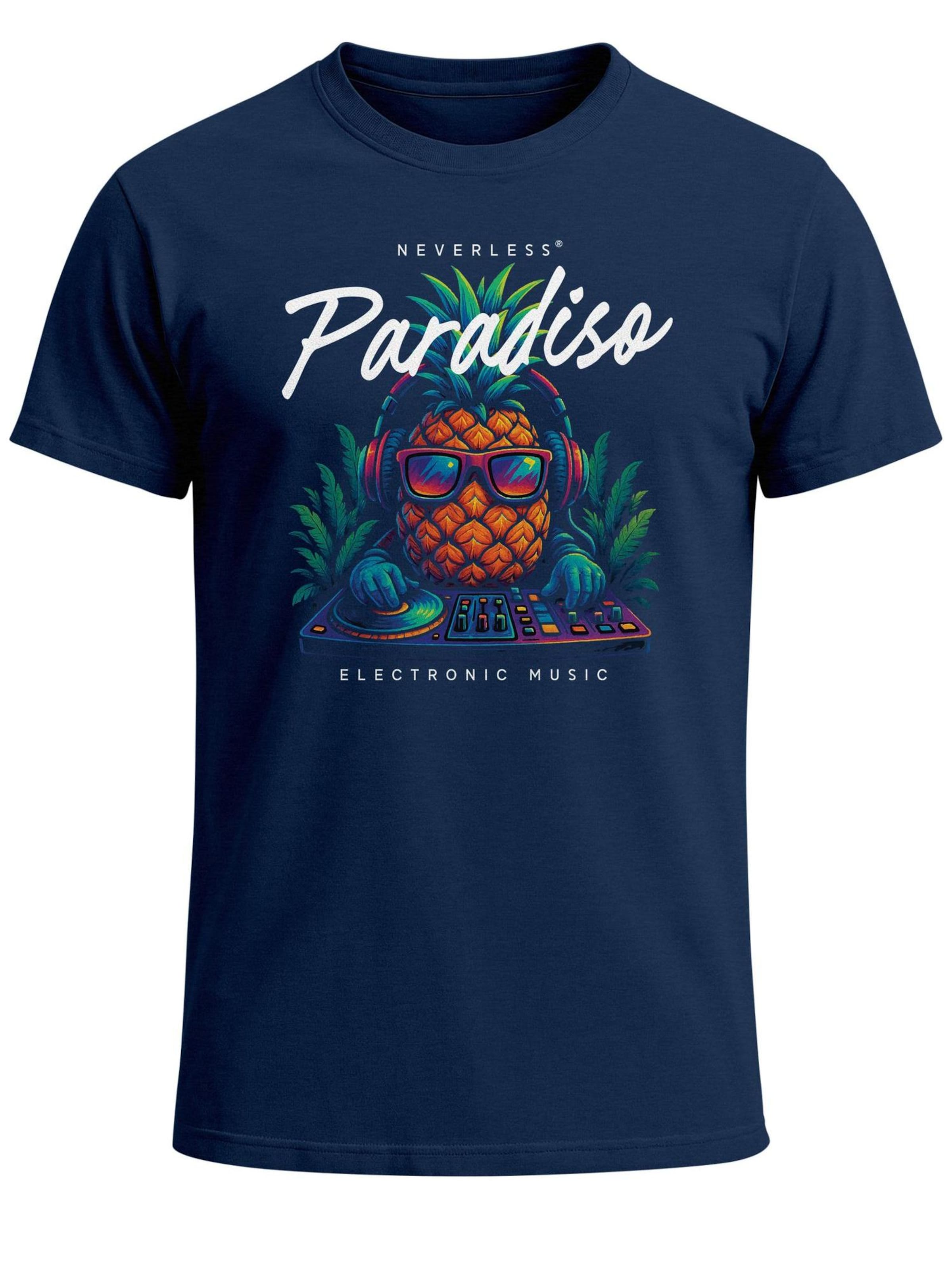 Neverless Shirt 'Dj Pineapple' in Blue: front