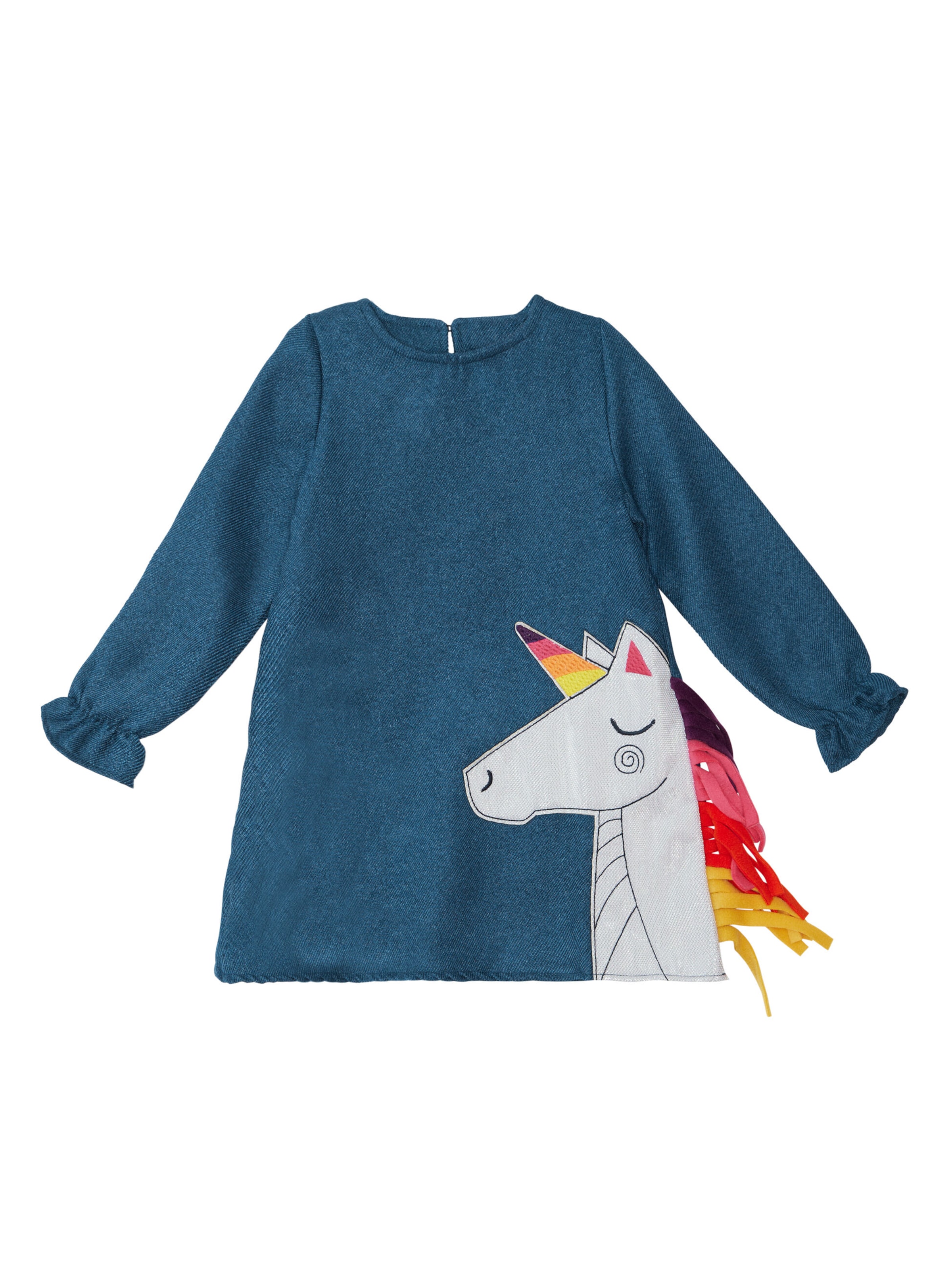 Denokids Kleid 'Colorful Unicorn' in Blau: Vorderseite