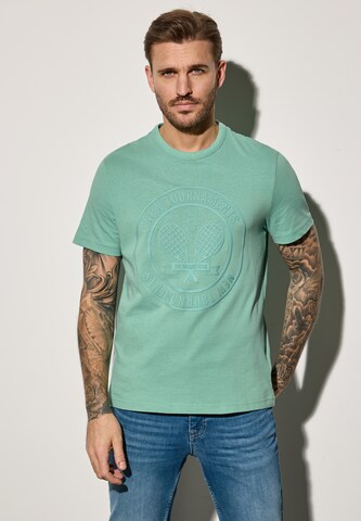 Street One MEN T-Shirt mit Print in Grün: Vorderseite