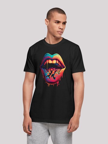 F4NT4STIC Shirt 'Drooling Lips' in Black