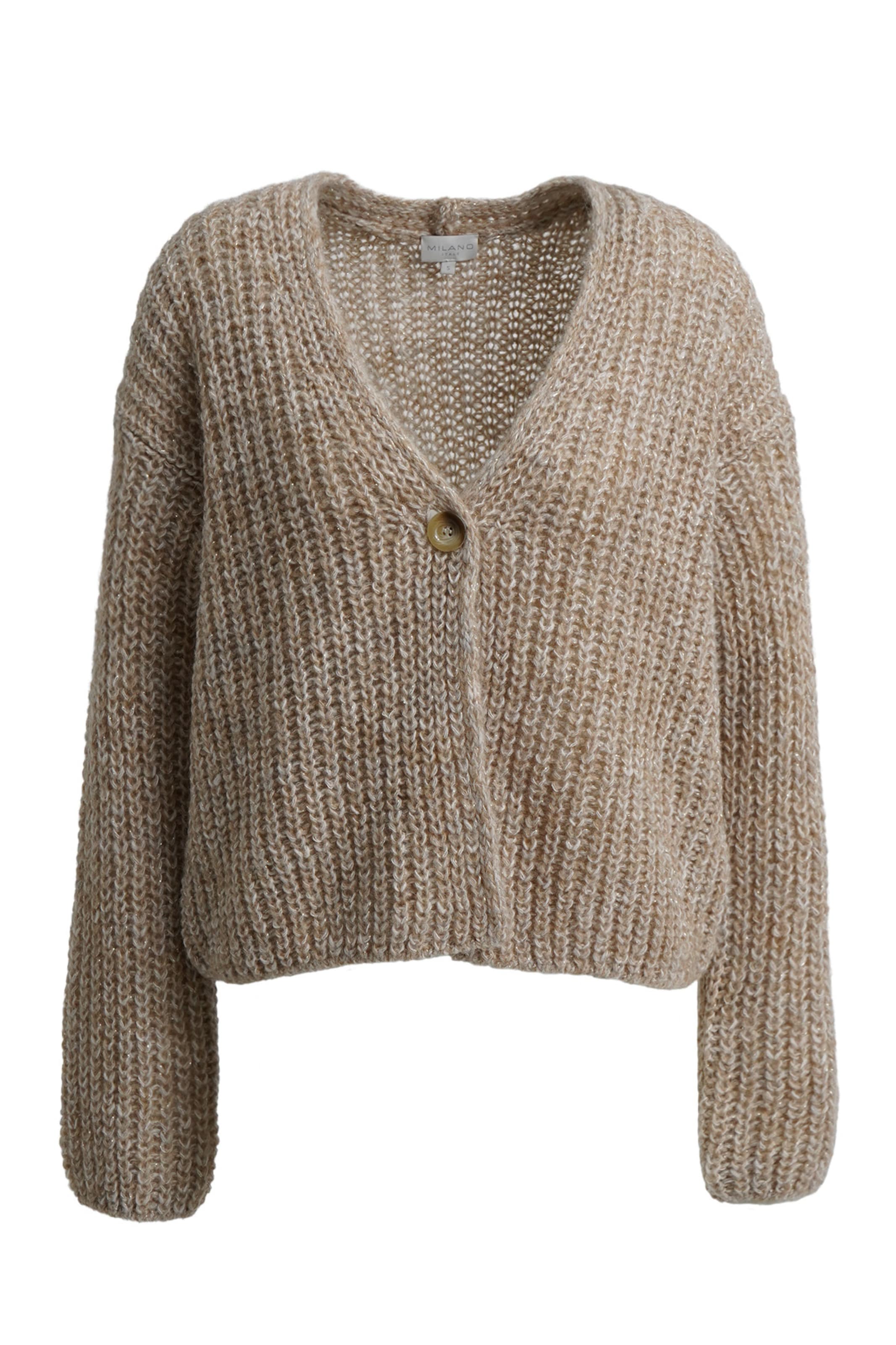 Milano Italy Knit Cardigan in Beige: front
