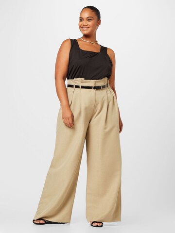 River Island Plus Wide leg Παντελόνι πλισέ σε πράσινο