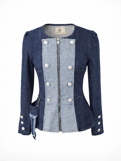 BIBI SAKALIEVA Veste mi-saison 'Military-Style Denim Jacket with Peplum Fit' en S en bleu foncé, Vue avec produit