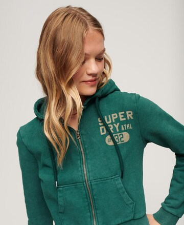 Superdry Zip-Up Hoodie 'Athletic Essential' in Green