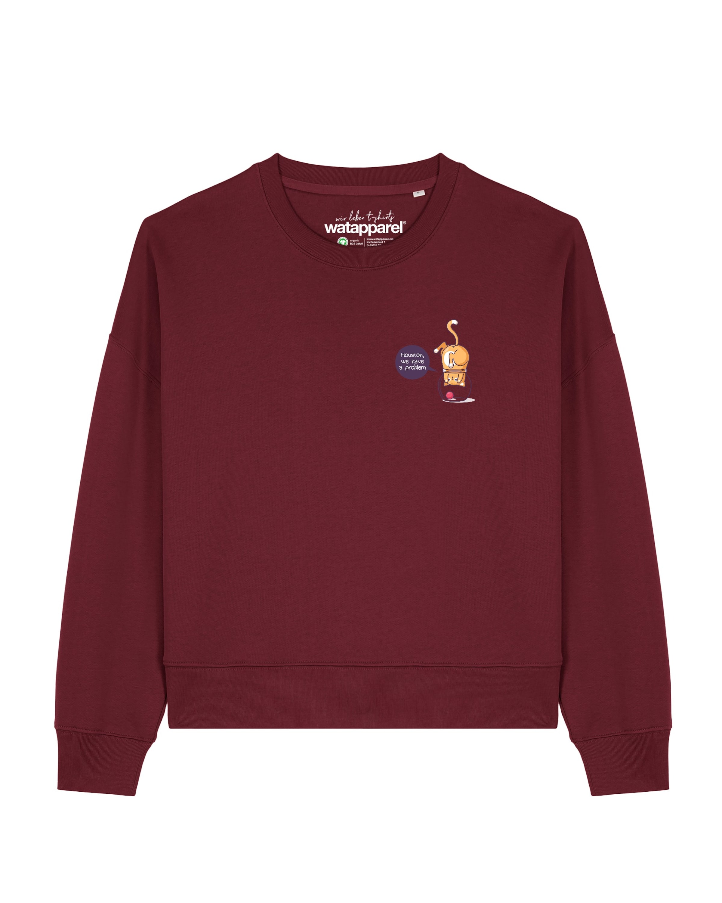 Watapparel Sweatshirt 'Funny Cat' in Rot: Vorderseite