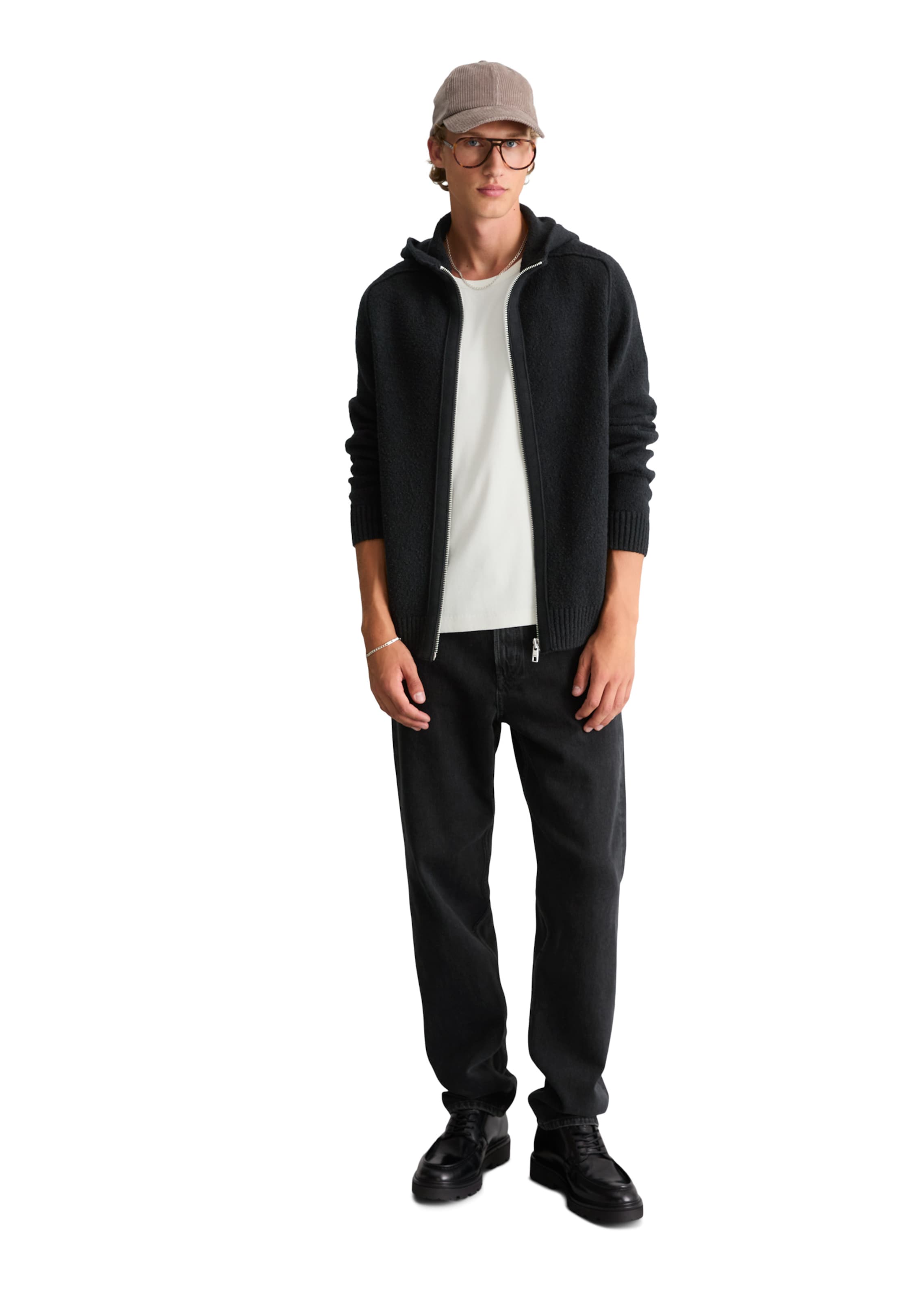 Marc O'Polo DENIM Strickjacke in Schwarz: Vorderseite
