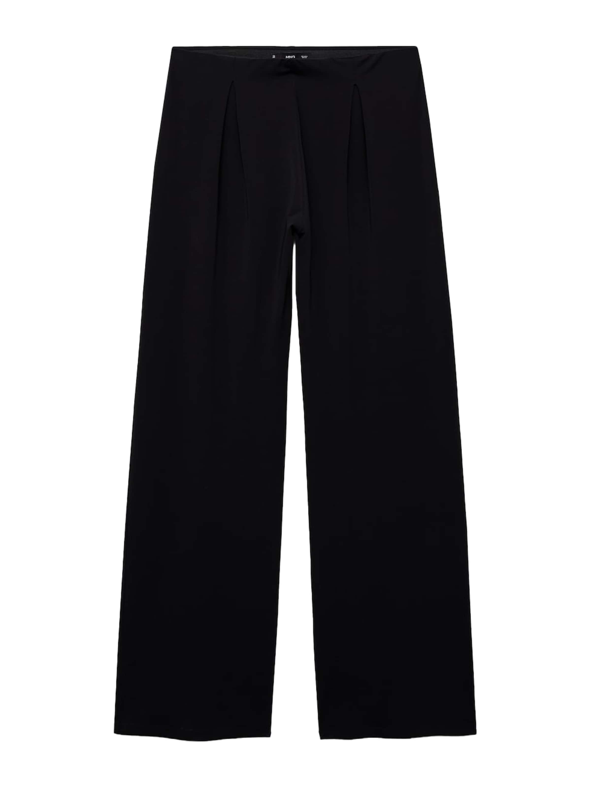 MANGO Široke hlačnice Hlače z naborki 'LEO' | črna barva: sprednja stran