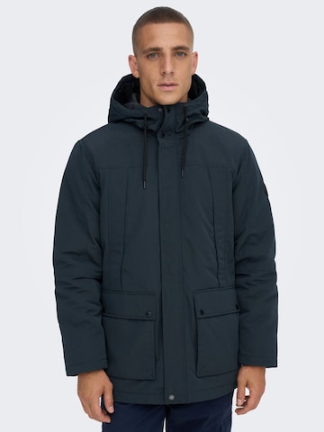 Parka d’hiver 'Jayden' Only & Sons en bleu : devant