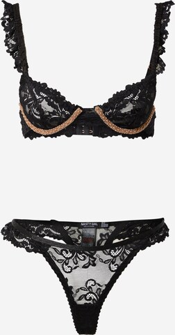 Nasty Gal Underwear Sets in Black: front