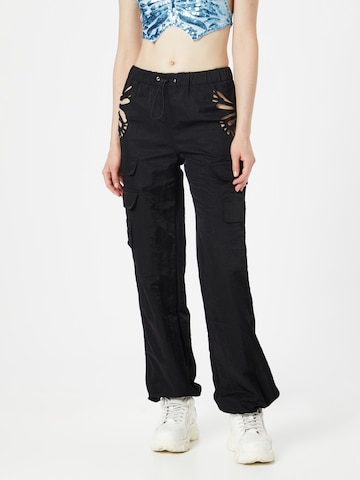 Nasty Gal - Loosefit Pantalón cargo en negro: frente