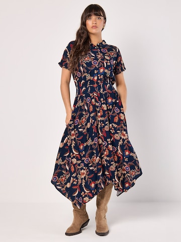 Apricot Sarasa Floral Shirt Midi Dress ' ' in Blau: Vorderseite