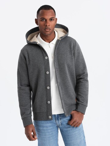 Ombre Sweatvest 'OM-SSZP-0186' in Grijs: voorkant