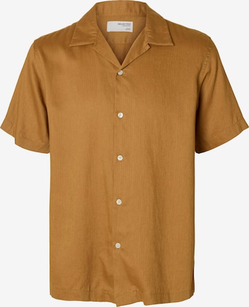 Chemise 'SLHNoa' SELECTED en marron : devant
