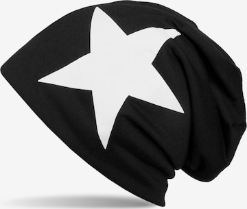 styleBREAKER Mütze 'Beanie mit Stern Print' in Schwarz: Vorderseite