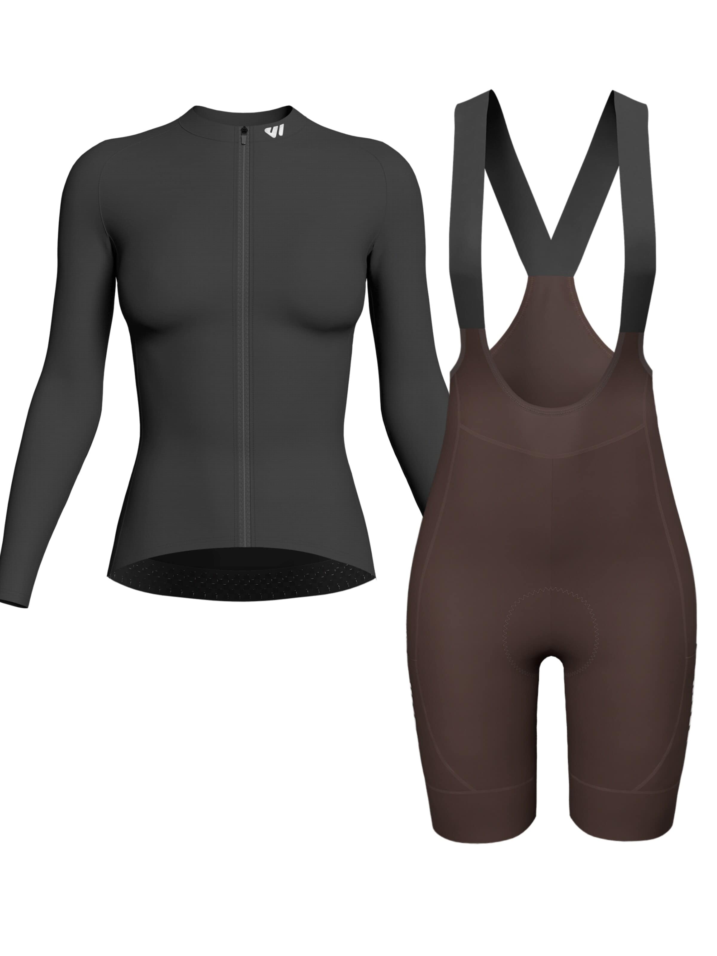 WULIBIKE Sweatsuit 'Wulibike Radsport-Set 'Gravel Transition' in Schwarz/Braun' in Black: front