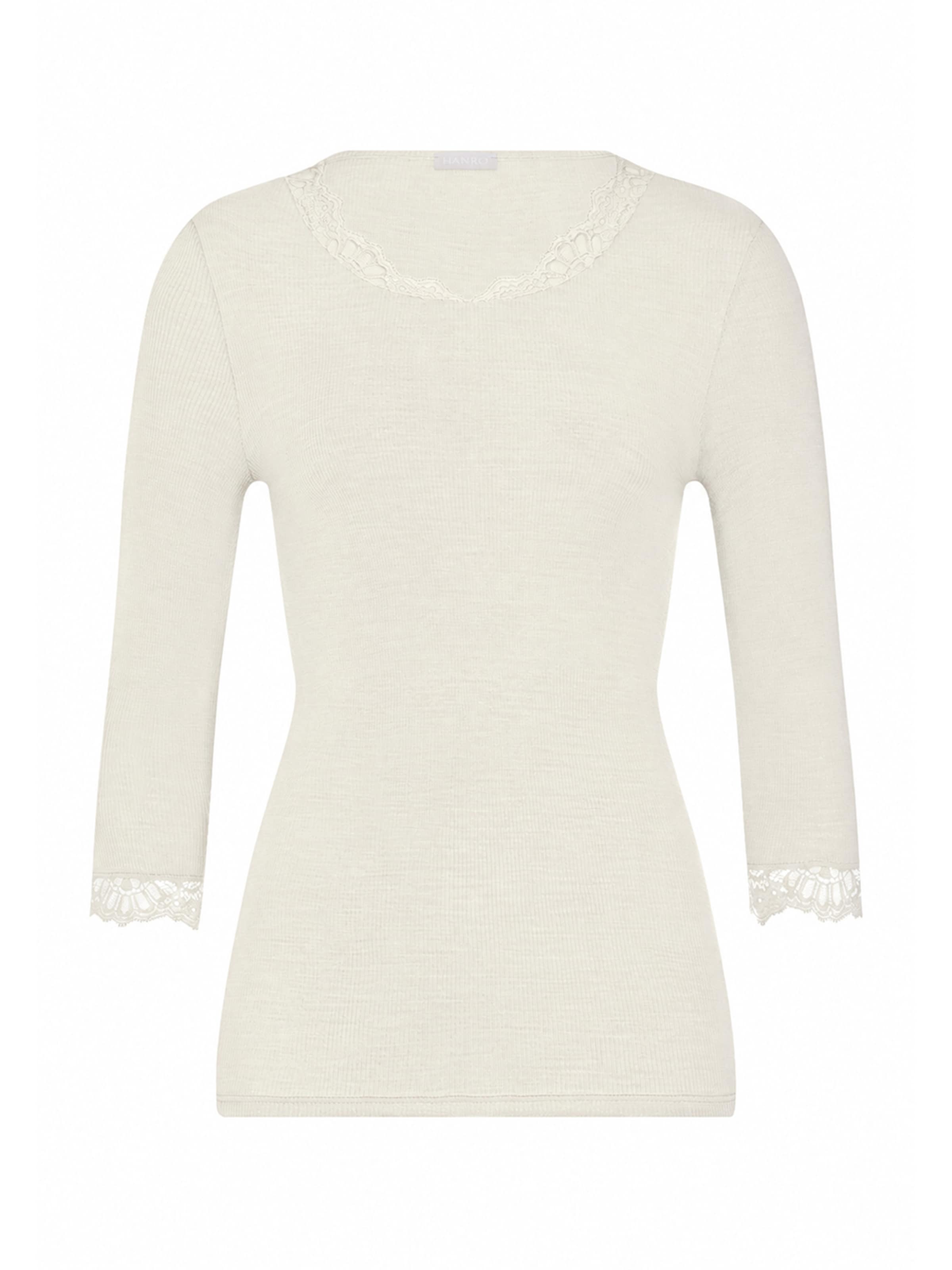 Hanro Shirt ' Woolen Lace ' in Wit: voorkant