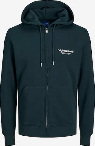 JACK & JONES Zip-Up Hoodie 'Vesterbro' in Green: front