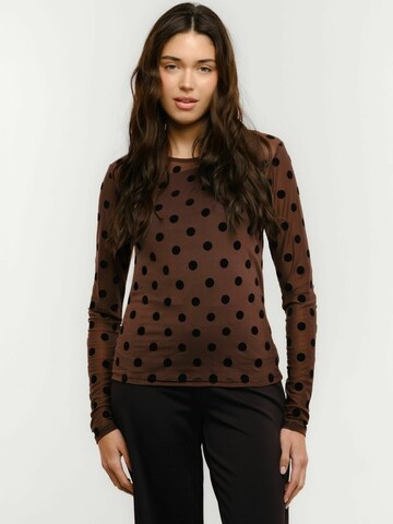 Liberte Essentiel Top ' MESH ' w kolorze brązowy: przód