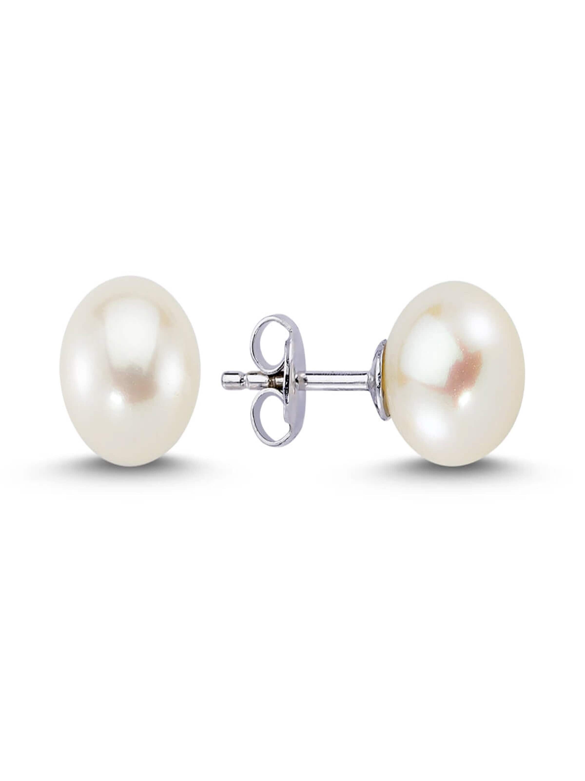 EinStein Diamant Earrings 'Perle Ohrstecker 14 Karat Weißgold' in Gold: front
