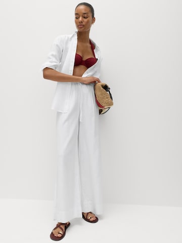 Marks & Spencer Wide leg Broek in Wit: voorkant
