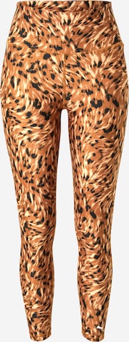 PUMA Skinny Workout Pants 'Safari' in Brown: front