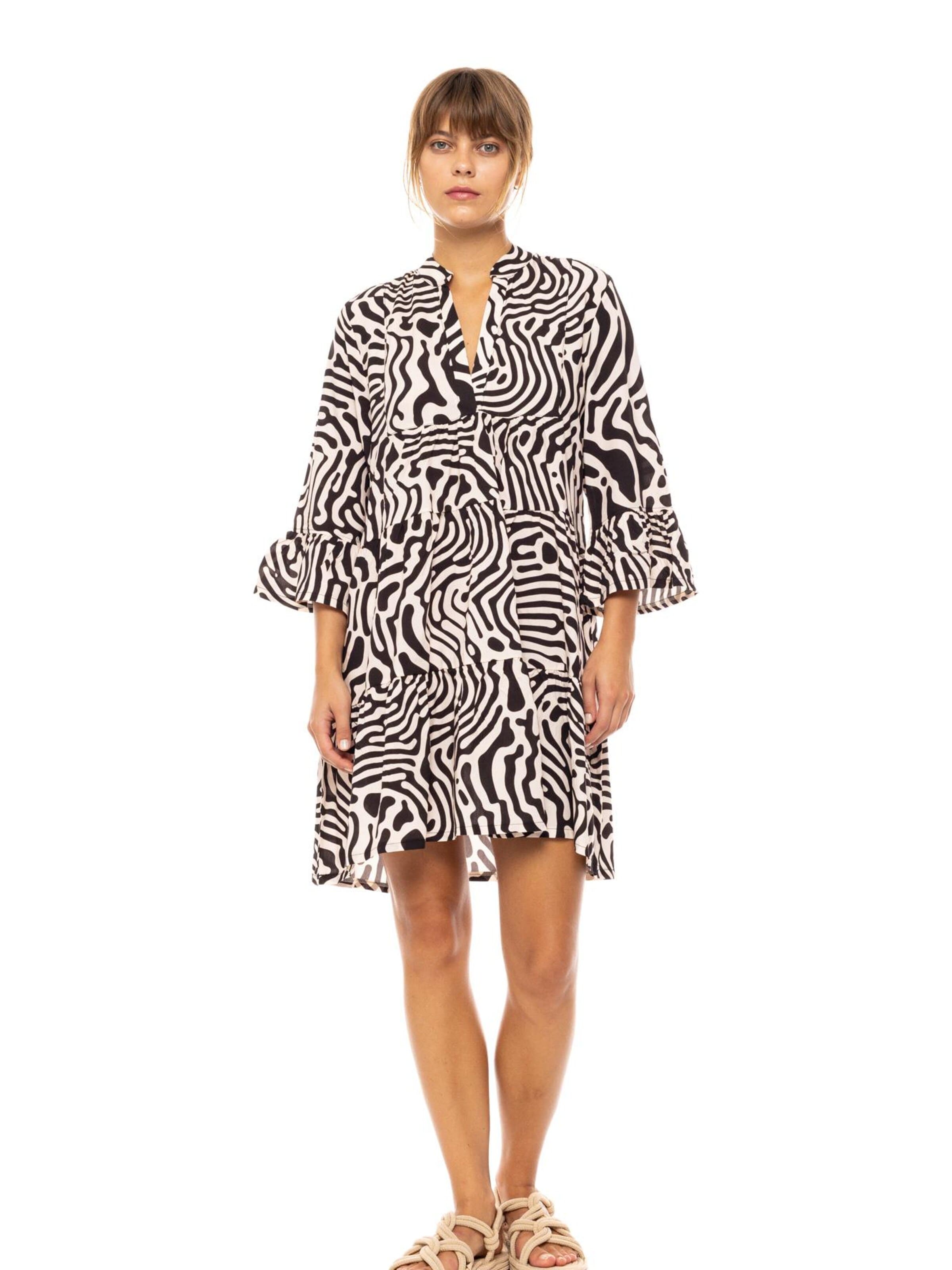 Pink Label Zomerjurk 'BEACHWEAR BLACK GEO' in Zwart: voorkant
