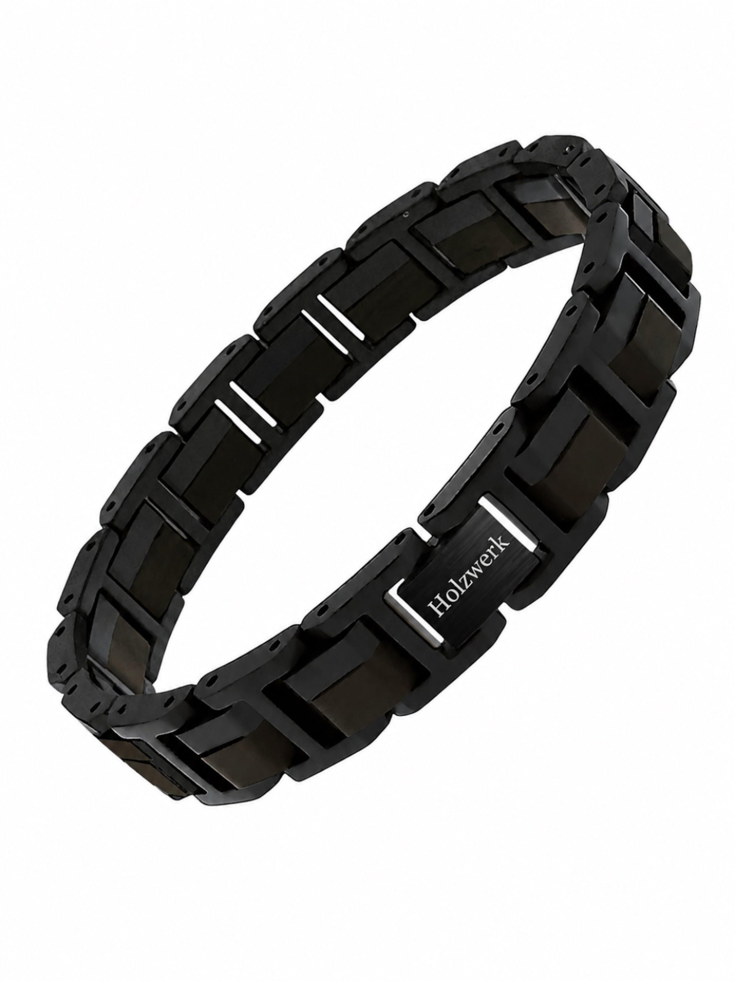 Holzwerk Armband 'TIEFSEE'‌‌‌ in Schwarz: Vorderseite