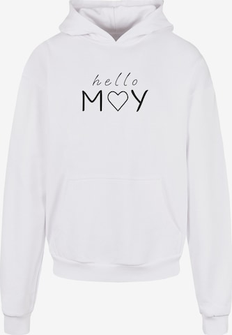 Merchcode Sweatshirt 'Spring - Hello May' in Wit: voorkant